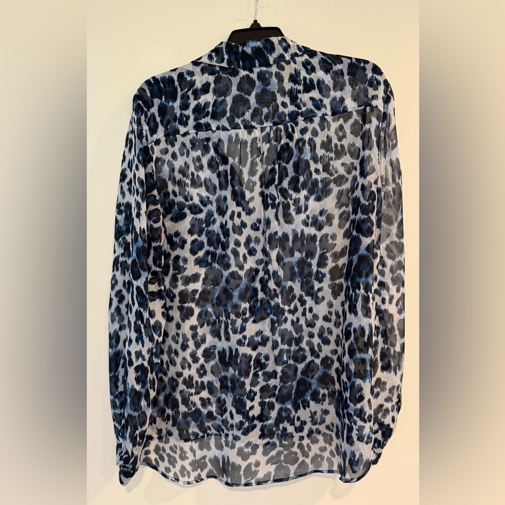 Vintage DV Sheer Leopard Print Blouse in Black and Blue - Picture 3 of 5
